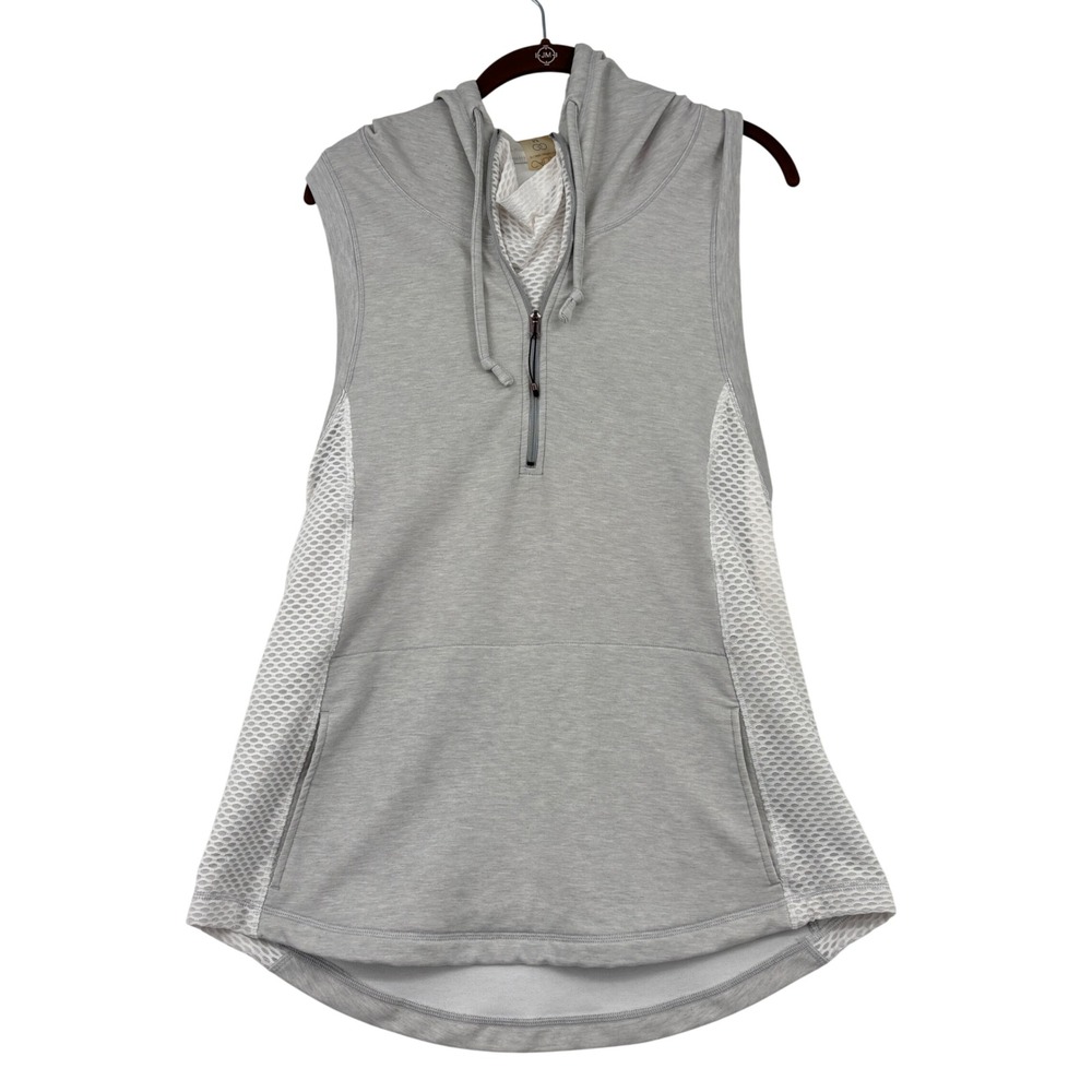 CALIA Carrie Underwood Sweatshirt Sleeveless Hoodie Size M Gray Mesh Quarter Zip